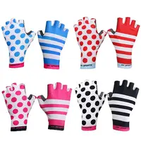 Ice fabric Womens Road Bike Gloves Wind-breaking High Elastic Half-Finger Gel Cycling Bicycle Glove Girl Sports Anti-slip 1