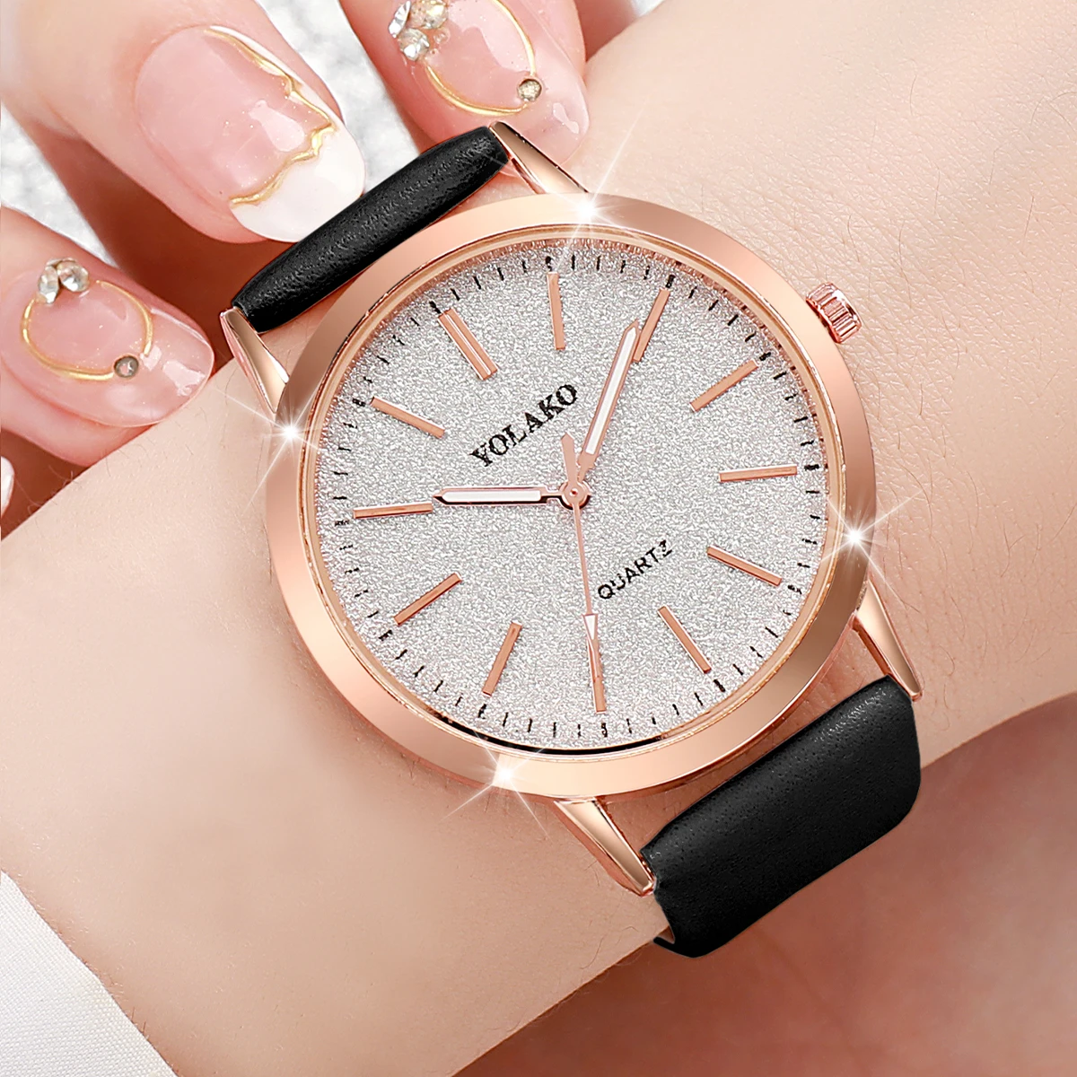 4pcs/set Women Watches Fashion Starry Dial Leather Band Quartz Watch（without Box）, Alina Gadgets