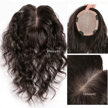 16x18cm Hand Tied Silk Base Human Hair Topper Natural Wave Summer Breathable Virgin Chinese Remy Hair Piece for Thin Hair Women