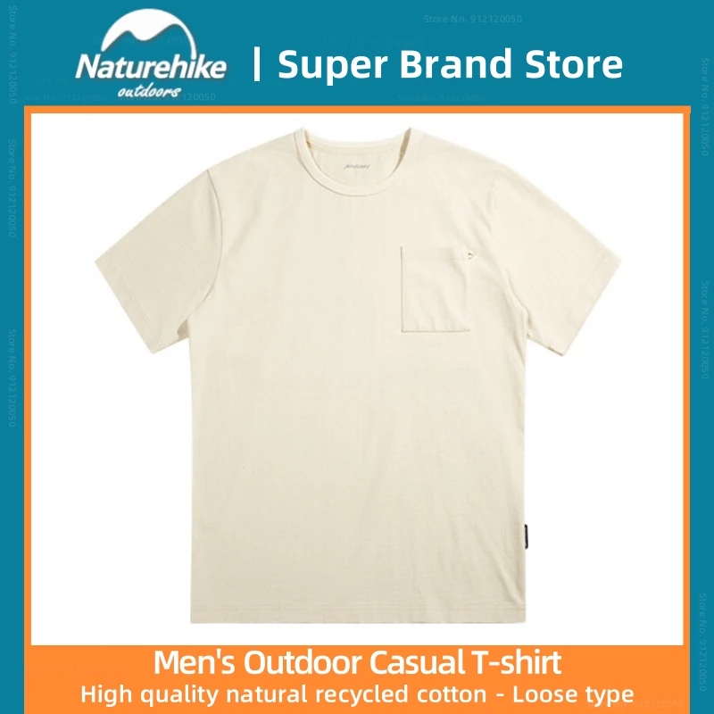 

Naturehike Summer T-shirt For Men Solid Renewable Cotton Short Sleeve Top Outdoor Hiking Shirt Simple Printed Casual Loose Top