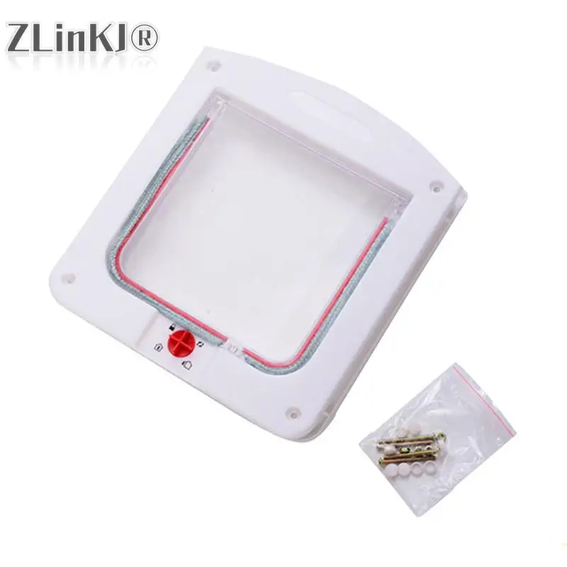 1PC Pet Dog Cat Door Free Access 4 Way Magnetic Lockable Flap Door Gate Telescoping Frame Flap Gate Magnetic Closure