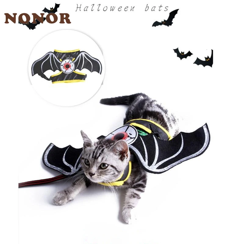 

NONOR Halloween Bat Wing Cat Chest Back Harness Leash Adjustable Pet Cat Dogs Traction Rope Collar Cat Supplies Pet Harness