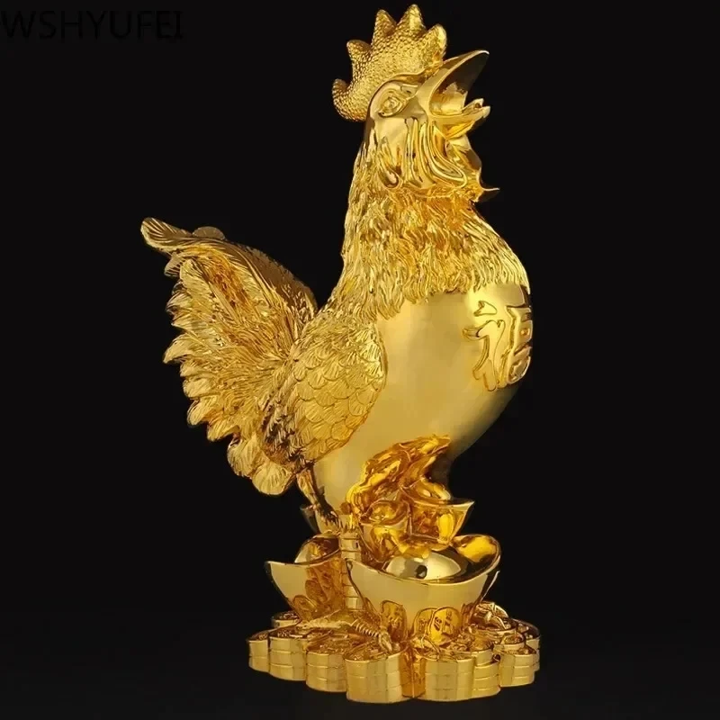 Golden Chicken Decoration Gold Plating Lucky Cock Resin Statue Living Room TV Cabinet Figurines Chinese decorations