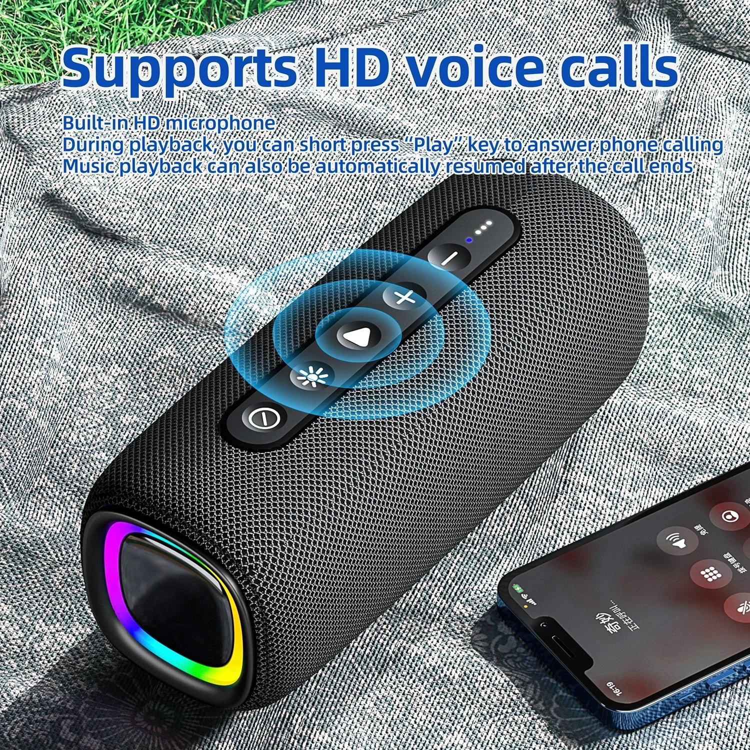 

Портативная Bluetooth-Колонка высокой мощности, оригинальная Беспроводная стереоколонка с объемным звуком, красочная фотография, для кемпинга, поддержка TWS