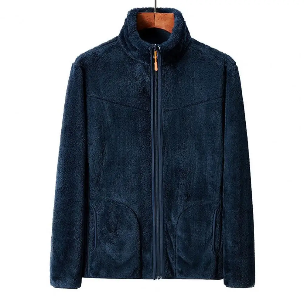 

Men Jacket Warm Windproof Men's Jacket with Stand Collar Zipper Closure Cozy Coat for Fall Winter Men Winter Jacket