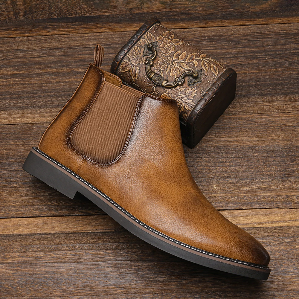 Men Chelsea Boots Size 40-46 Men's Retro Chelsea Boots Brand Leather Casual boots #KD5238 men chelsea boots,men leather shoes
