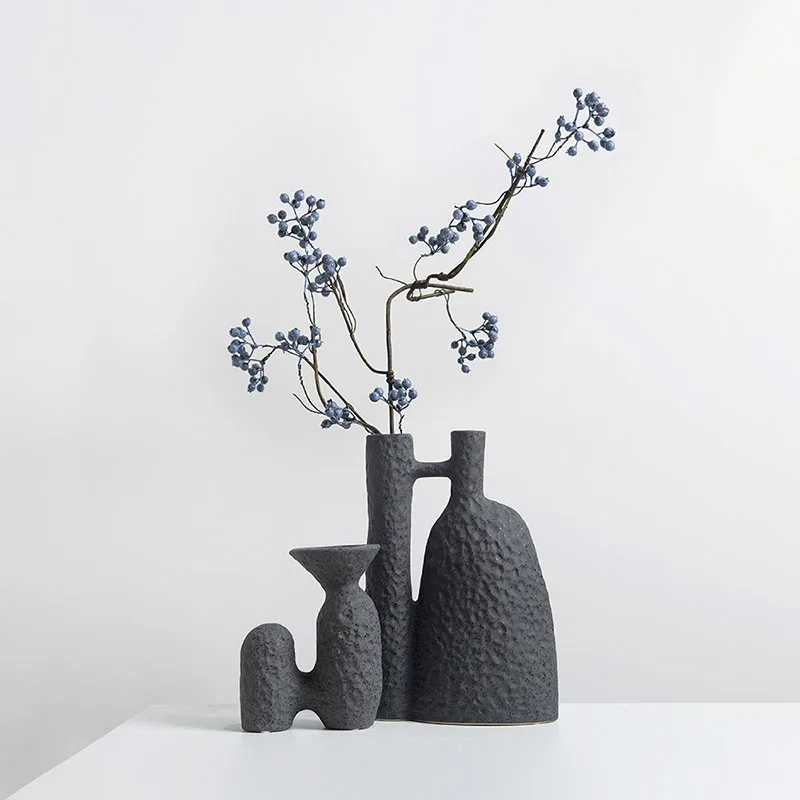TingKe Wabi Sabi Style Ceramic Vase, H-Shaped Decoration, Home and Hotel, Creative Birthday Gift, Housewarming 2
