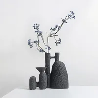 TingKe Wabi Sabi Style Ceramic Vase, H-Shaped Decoration, Home and Hotel, Creative Birthday Gift, Housewarming 2