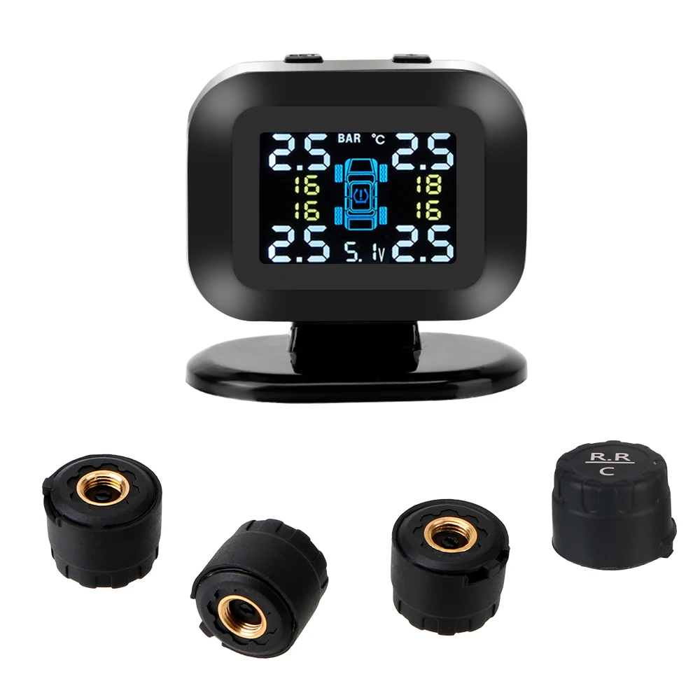 Display Lcd Per Sistema Di Monitoraggio Della Pressione Dei Pneumatici Per Auto Wireless Mini Usb Tpms Con 4 Sistemi Di Allarme Di Sicurezza Automatic