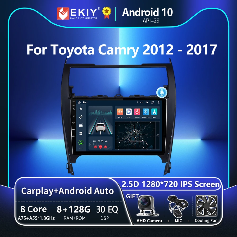 EKIY T8 8G 128G для Toyota Camry 2012 2013 2014 2015 2016 2017 автомобильный радиоприемник навигация GPS