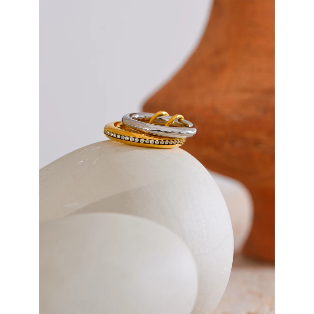 Yhpup Jewelry 316L Stainless Steel Zirconia Ring for Women