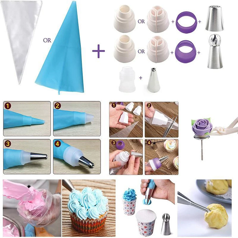 90/120PCS Russian Stainless Steel Pastry Marshmallow Nozzle Set Professional Cake Icing Piping Nozzle Cake Decorating Tools