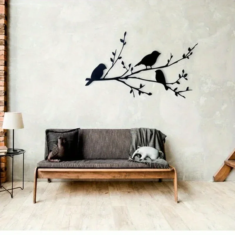 Bird On A Branch Silhouette Metal Wall Art for modern home decoration.