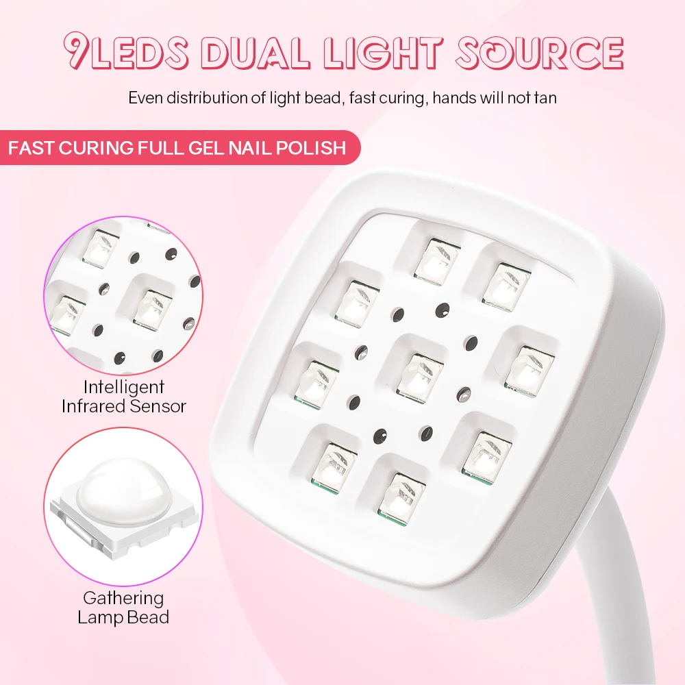 Mini UV LED Nail Lamp with Auto Sensor 27W Rechargeable Flash Cure Lamp 360° Adjustable Nail Dryer with 2 Timers For Home DIY 3