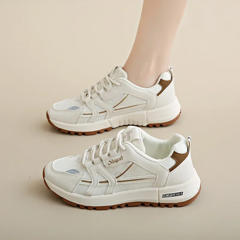 

Женские спортивные туфли, Нескользящие, дышащие, на толстой подошве, Повседневная Уличная обувь, корейский стиль, осень 2020