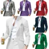 Men's Suits Casual Coat Summer Beach 2 Piece Blazer and Pant Set Notched Lapel Slim Fit Tuxedo Set Wedding Dress Business Party