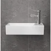 32/33/37cm Small Apartment Bathroom Sink Wall-mounted Ceramic Washbasin Balcony Washroom Corner Hanging Basin with Faucet Set 6