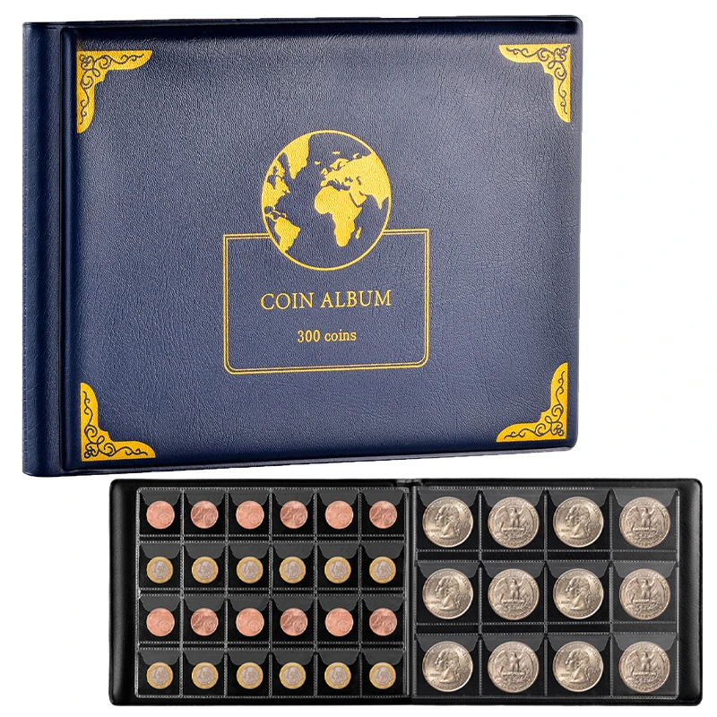 Deluxe Coin Collectors Album with 300 Pockets for Comprehensive Organization
