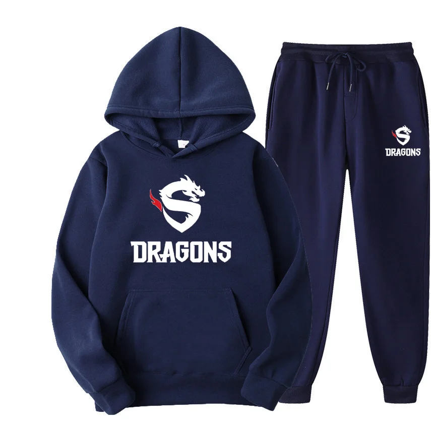 thumbnail image 1 of Conjunto de ropa deportiva para hombre y mujer, sudadera con capucha y pantalones con cordón, ropa deportiva de otoño, 2 piezas, 1 of 5