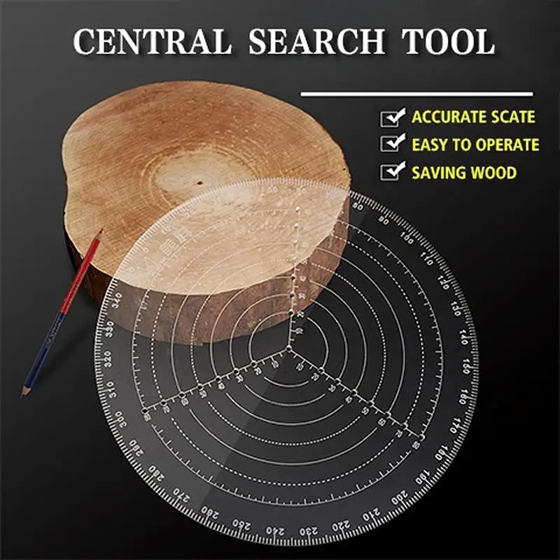 〔CC55〕20CM/7.87IN Round Center Clear Plastic Finder Lathe Work Compass Circle Gauge Processing Tools For Wood Turning Drawing