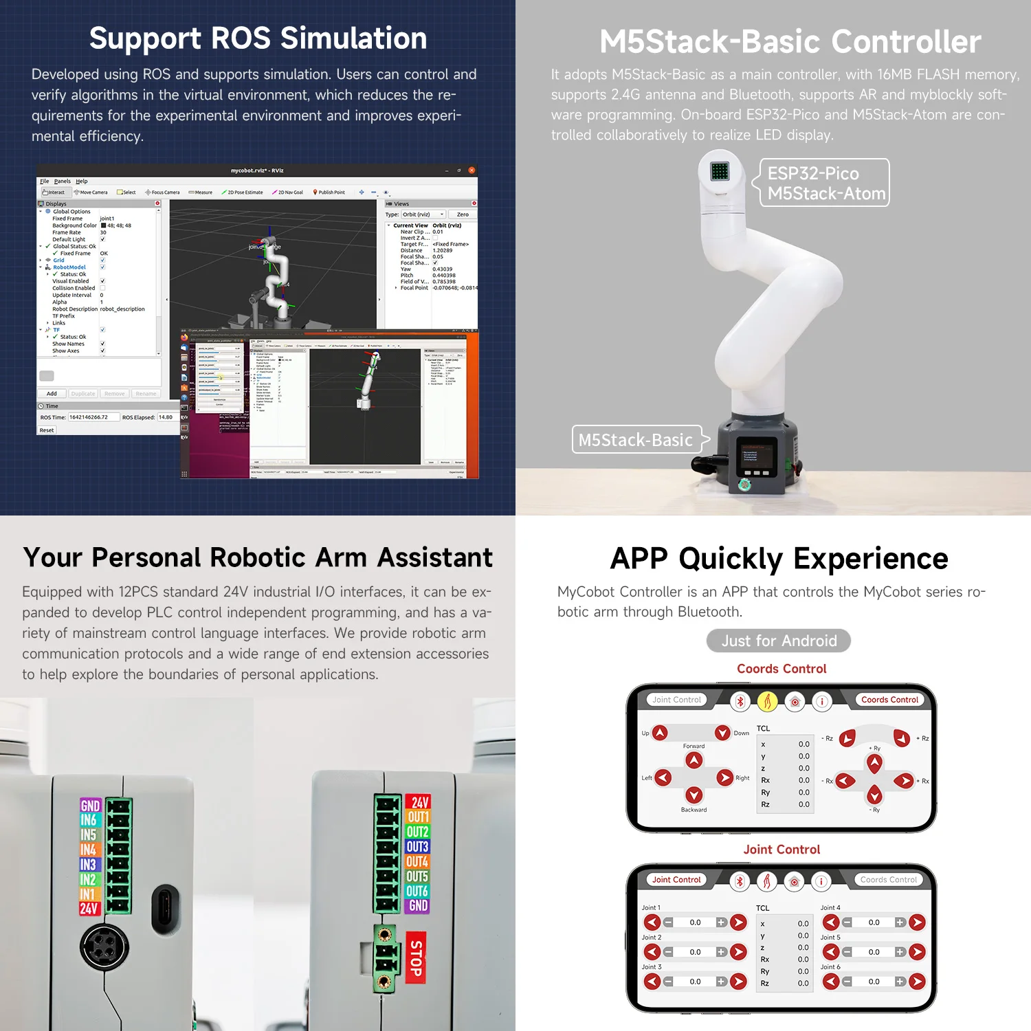 MyCobot 320 M5 Collaborative Robotic Arm Support 1KG Payload Collaborative Desktop Commercial Robotic with Pro Adaptive Gripper
