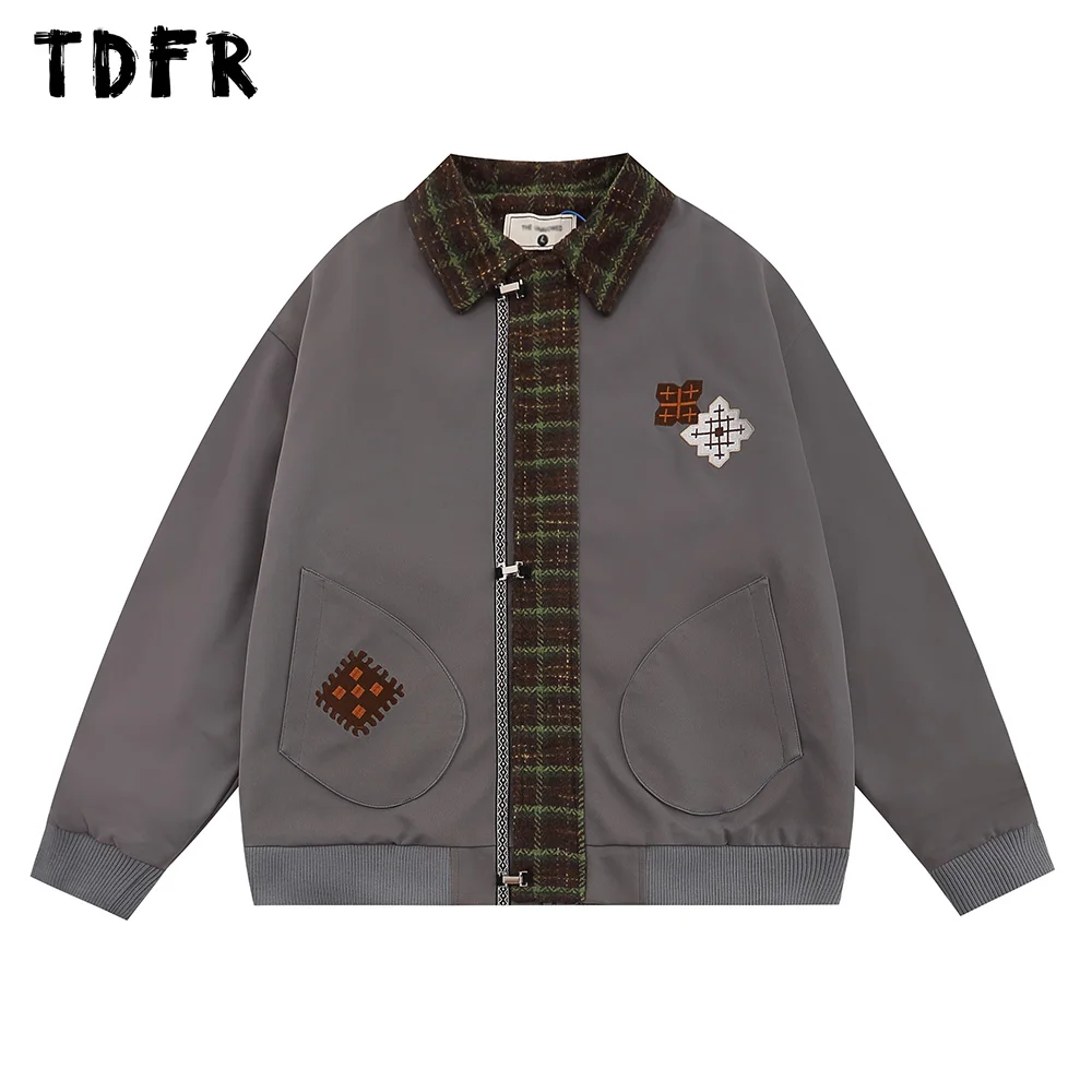 

Embroidery Patchwork Jacket Mens Autumn Pleated Sleeves Casual Loose Lapel Long Sleeve Outerwear Men