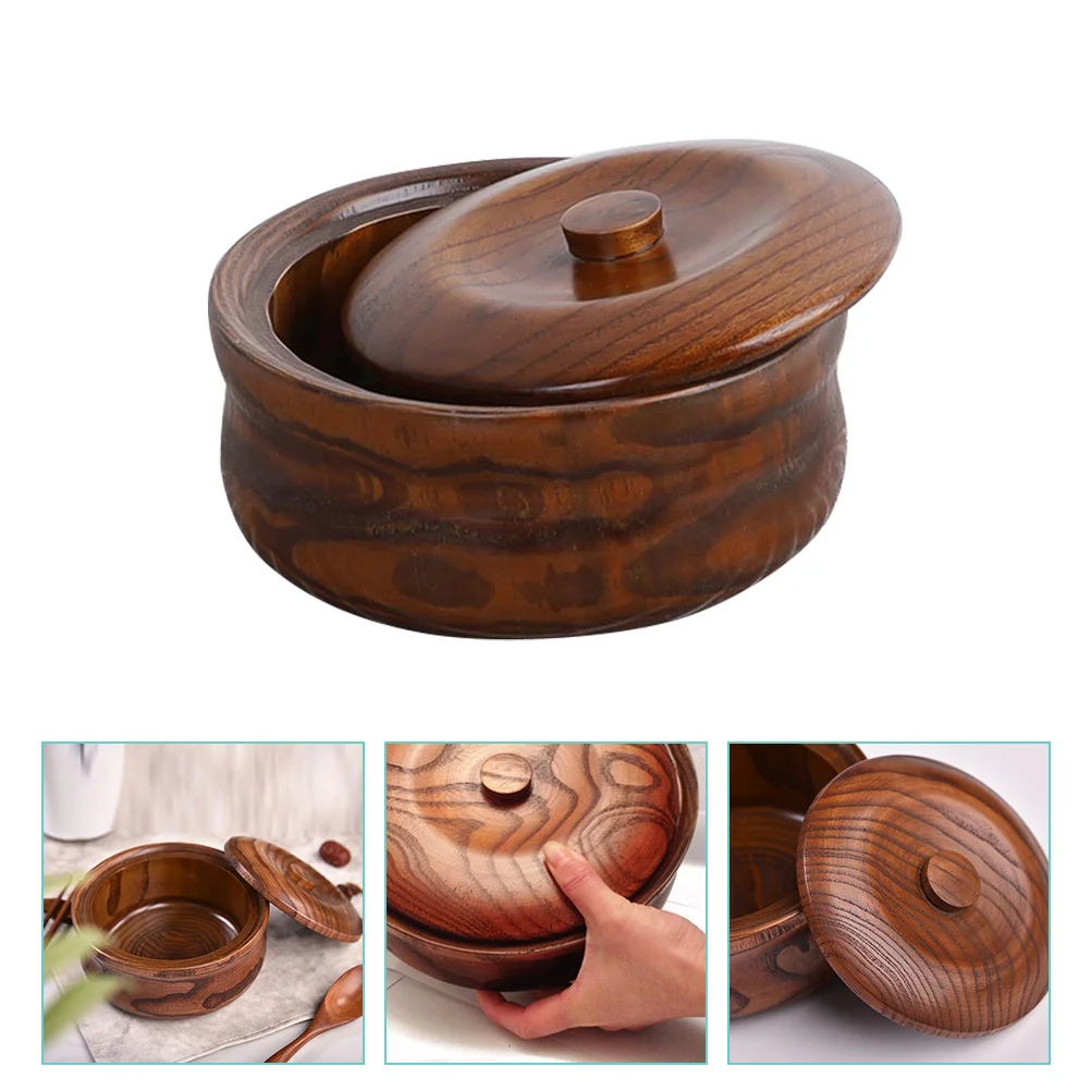 

Salad Bowl Japanese Solid Wood Bowl with Lid Wooden Bowl Salad Fruit Bowl Salad Bowl Fruit Serving Bowl Food Container With Lid