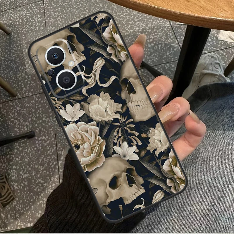 Gothic Floral Skull Phone Case