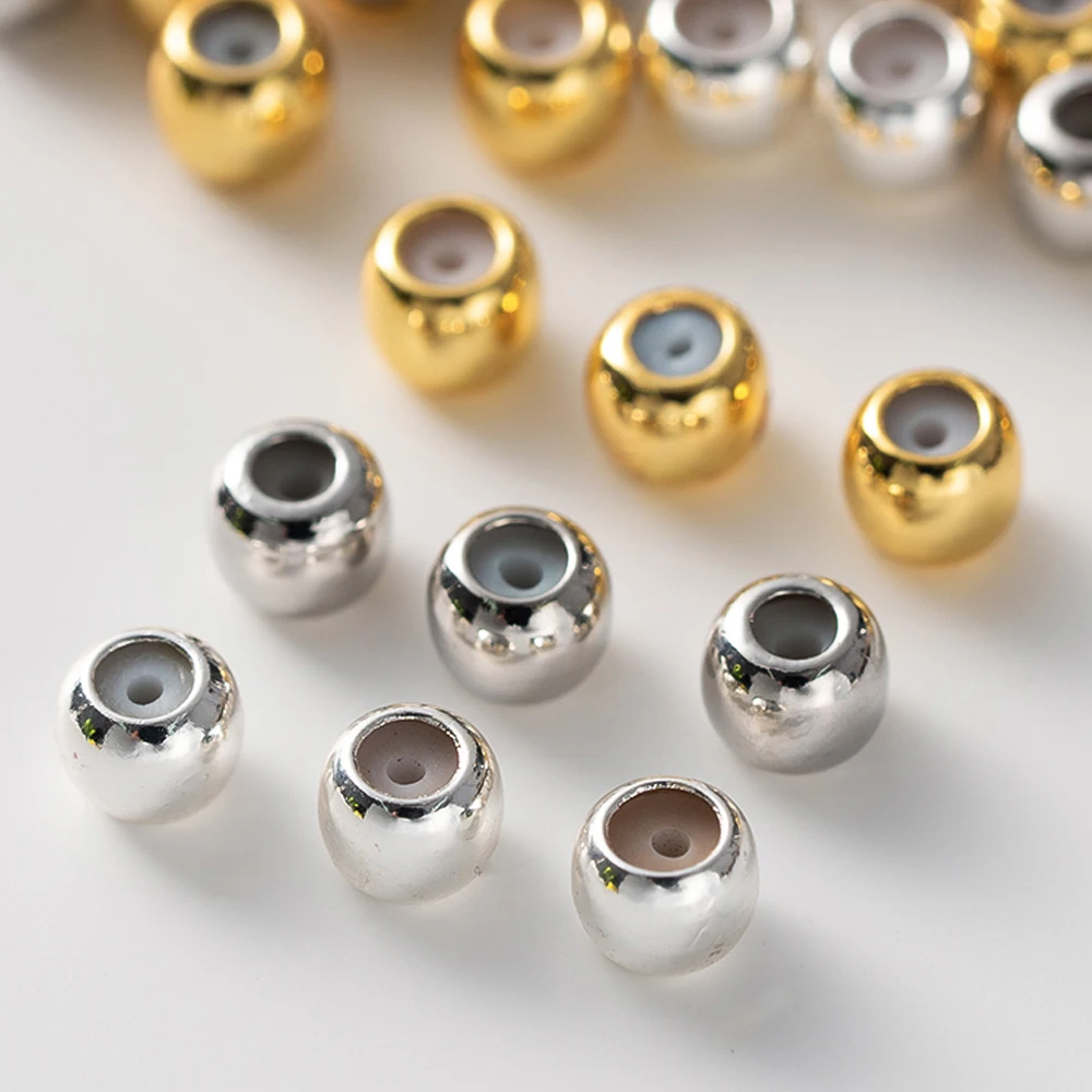 20 Stück 18 Karat vergoldete Stopper-Perlen, Einsatz aus Silikon, rund, Längenverstellung, Abstandsperlen für DIY-Armbänder, Schmuckherstellung – Detail 2