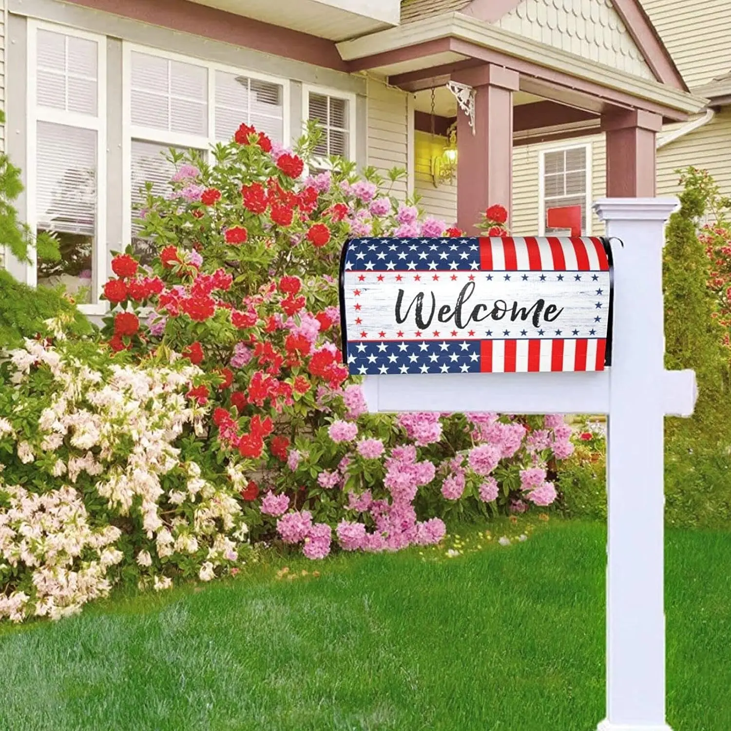 Welcome Mailbox Covers American Flag Patriotic Mailbox Cover Magnetic US Independence Day 4th of July Covers Garden