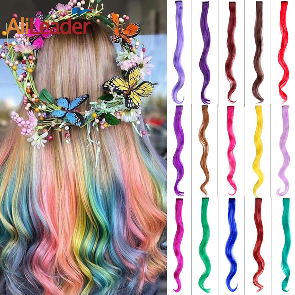 Extensions de cheveux synthétiques à clips, postiche ombré, 87 couleurs, 20 pouces, pour Festival, fête, exquise, pour tous les jours