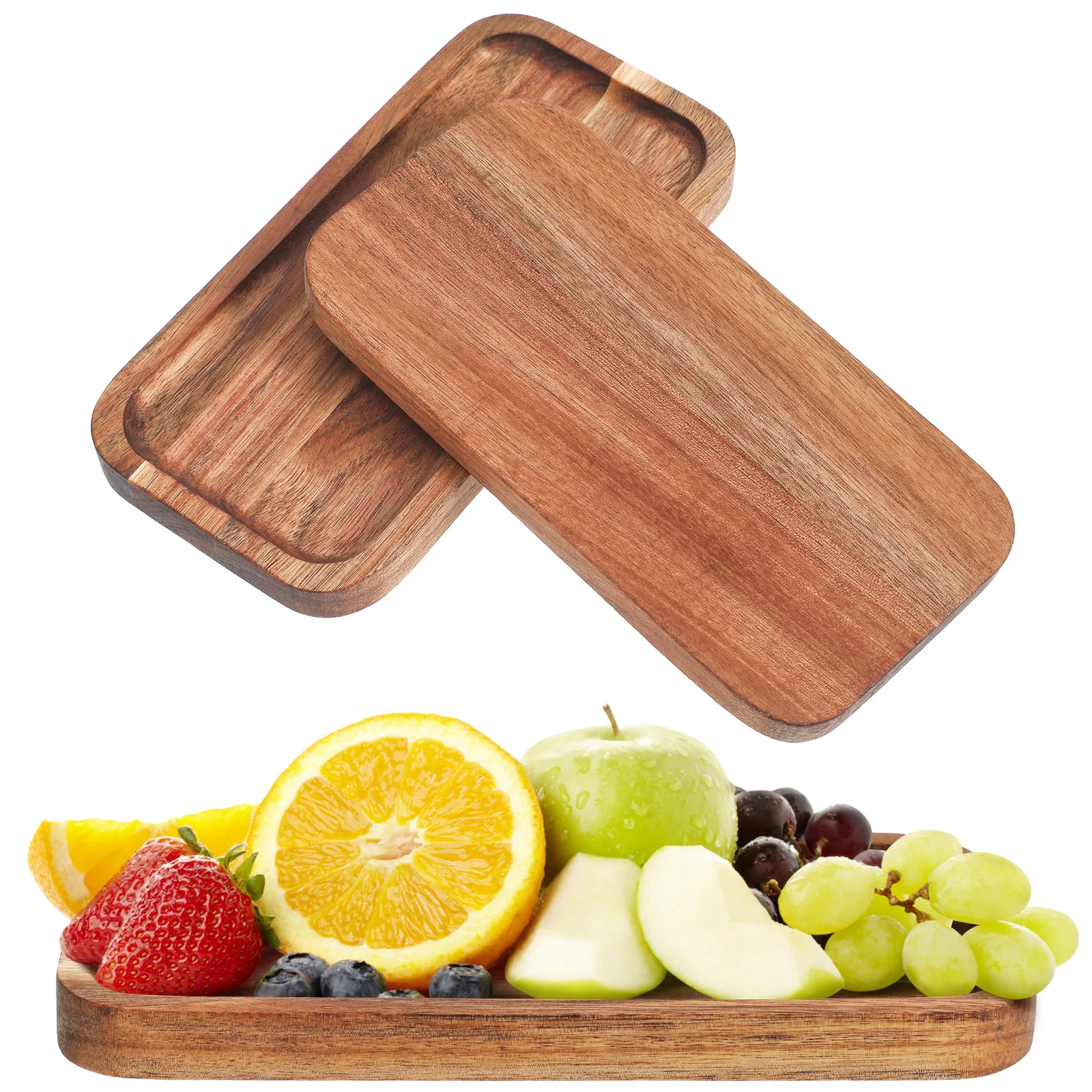 

3pcs Wooden Tray Snack Tray Tea Tray Dessert Serving Tray Rectangular Wooden Serving Platter