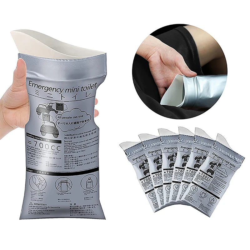 Women Portable Urinal 6Pcs 700ml Car Emergency Urine Bag Disposable Mini Toilet Bag Urine Container Portable Outdoor Travel Car Urinals for Men Women