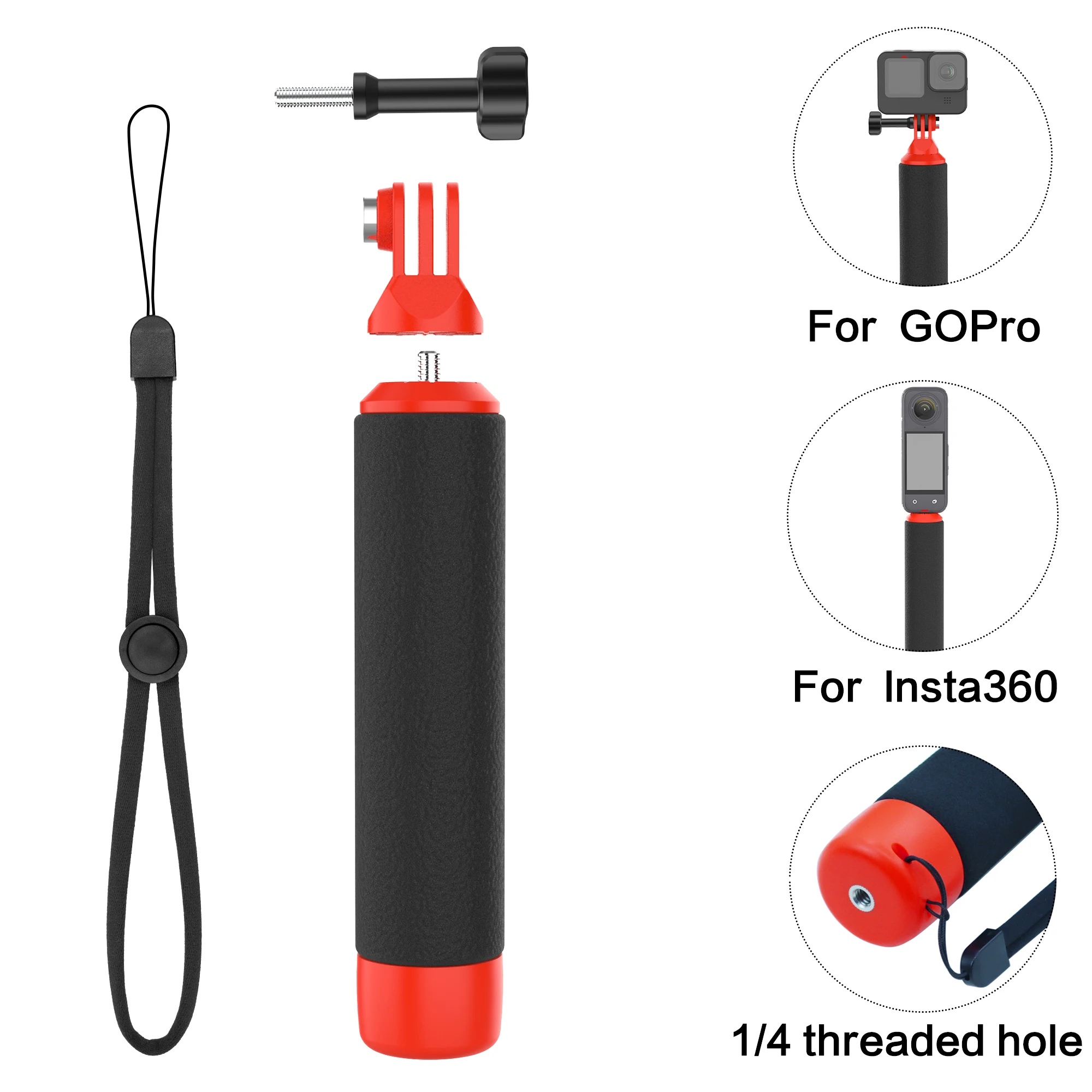 Floating Hand Grip Floating Hand Grip for Insta360 X4 X3 X2 Handle Grip Buoyancy Bar for Gopro Hero 12/11/10/9 DJI Sports Action Camera