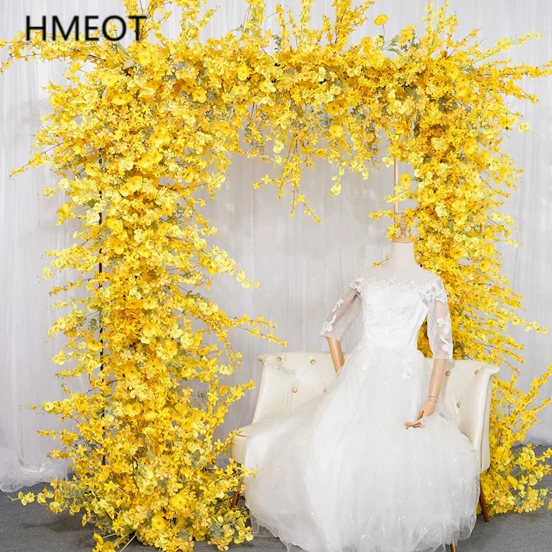 長袖カラードレスイエロー黄フラワー ミモザ撮影結婚式