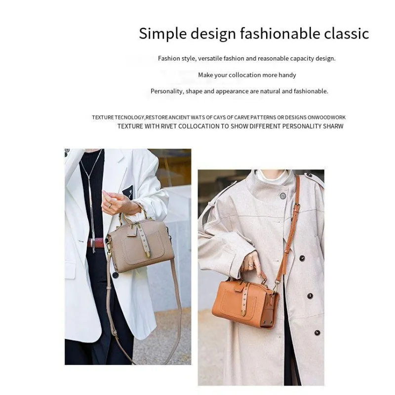 Vintage Boston Handbag Female Shoulder Crossbody Women Genuine Leather Bags Simple High Quality Tote Bag Ladies Bag Pillow Bags