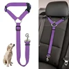 Solid Color Two-in-one Pet Car Seat Belt Nylon Lead Leash Backseat Safety Belt Adjustable Dogs Harness Collar Pet Accessories 1