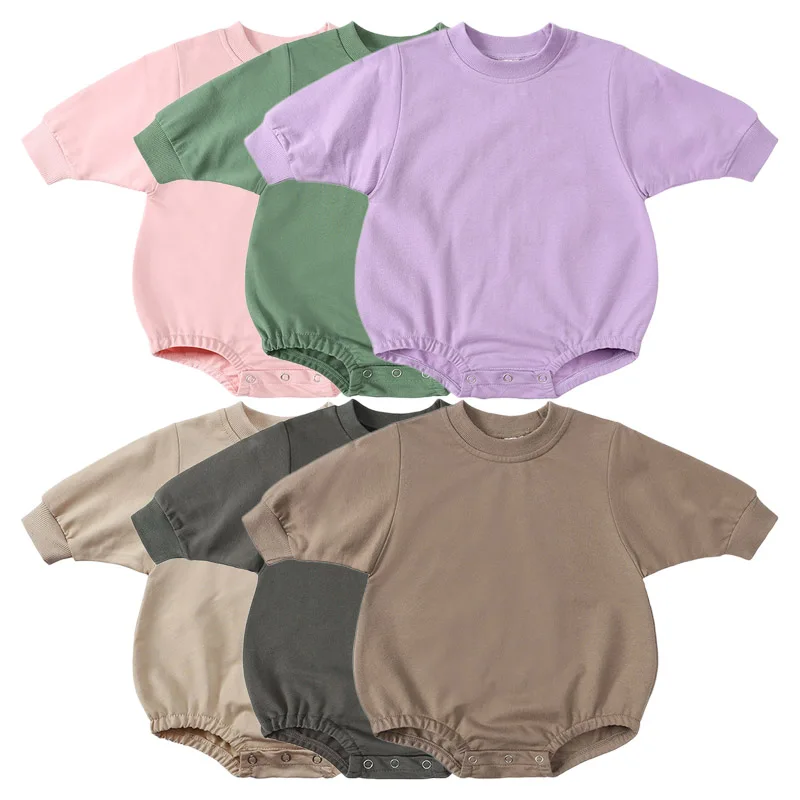 

2023 Winter New Newborn Clothes Boys Girls Onesie Infant Crawling Clothing Solid Color Long Sleeve Cotton Baby Rompers