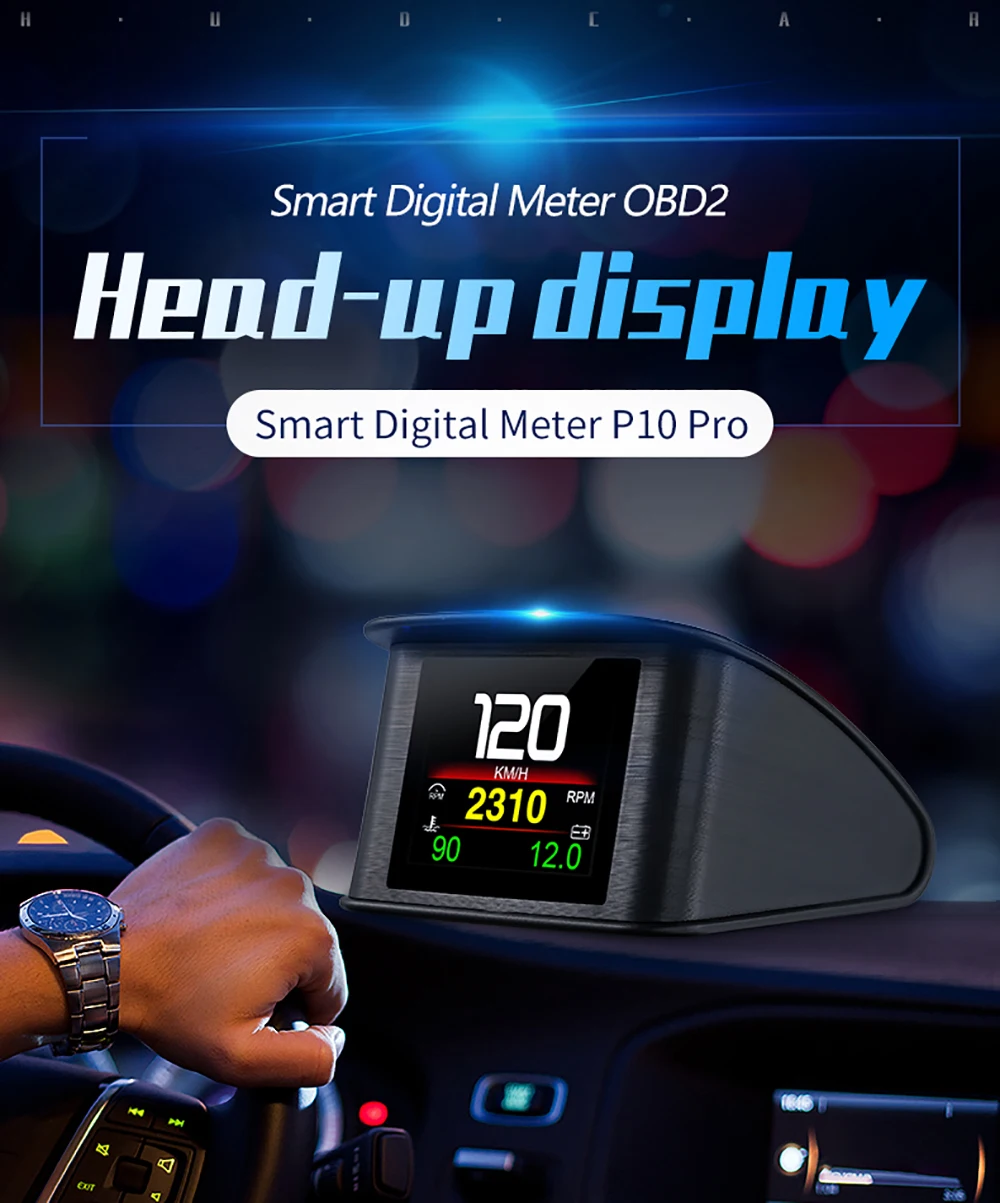 P10 Pro Head Up Display On-board Computer Car Digital OBD2 Mileage OBD Driving C