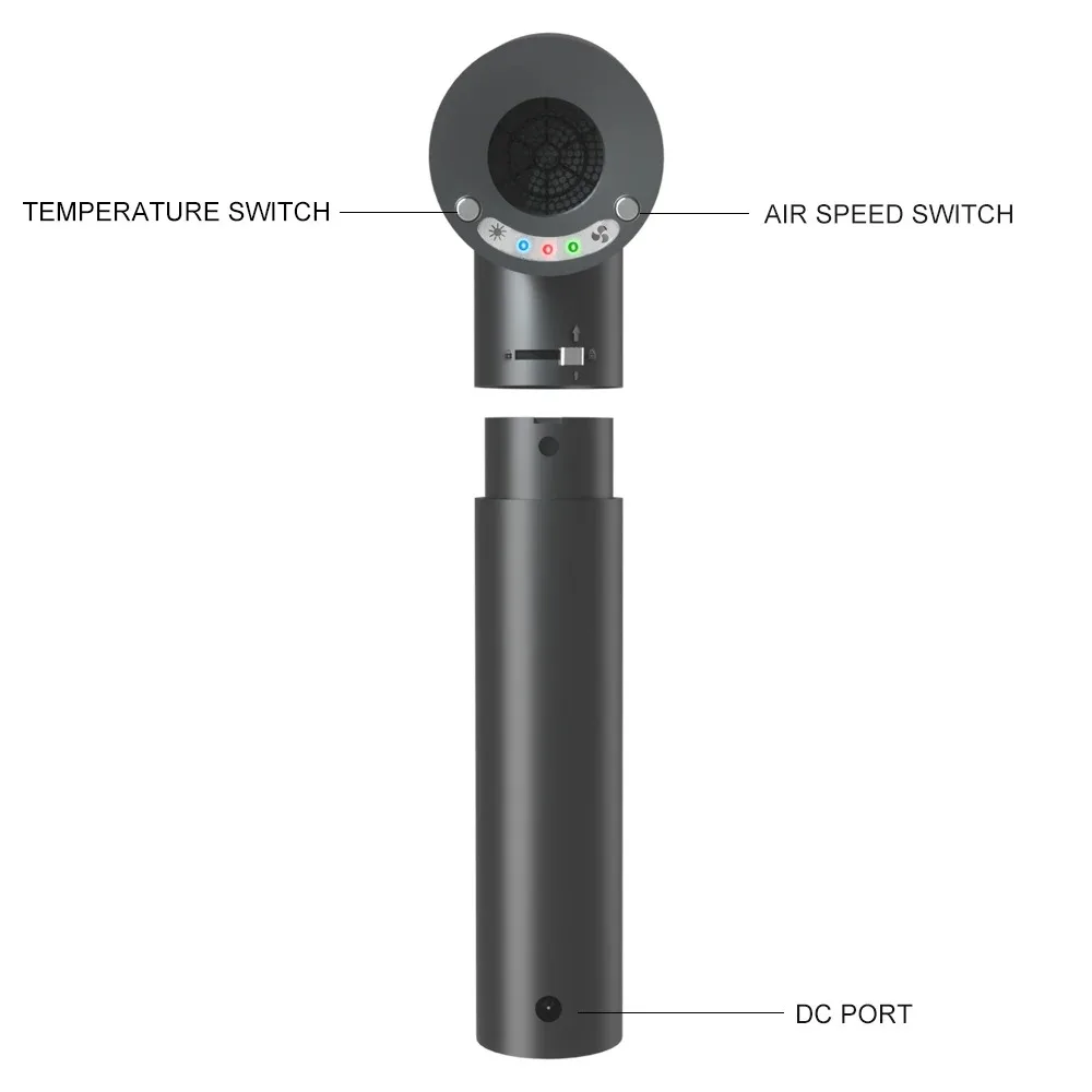 Description Picture 4 of itemPortable Wireless Hair Dryer Hot/Cold Wind Air Adjustment Rechargeable Battery LED Display Pet Students Baby Office Worker Use