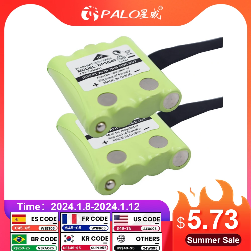 Batteria Da 700Mah Per Motorola Tlkr T5 T6 T7 T8 T50 T60 T61 T80 T81 T80 Extreme Xt180 Xtr446 Xtb446 Walkie Talkie Radio Bidirezionale