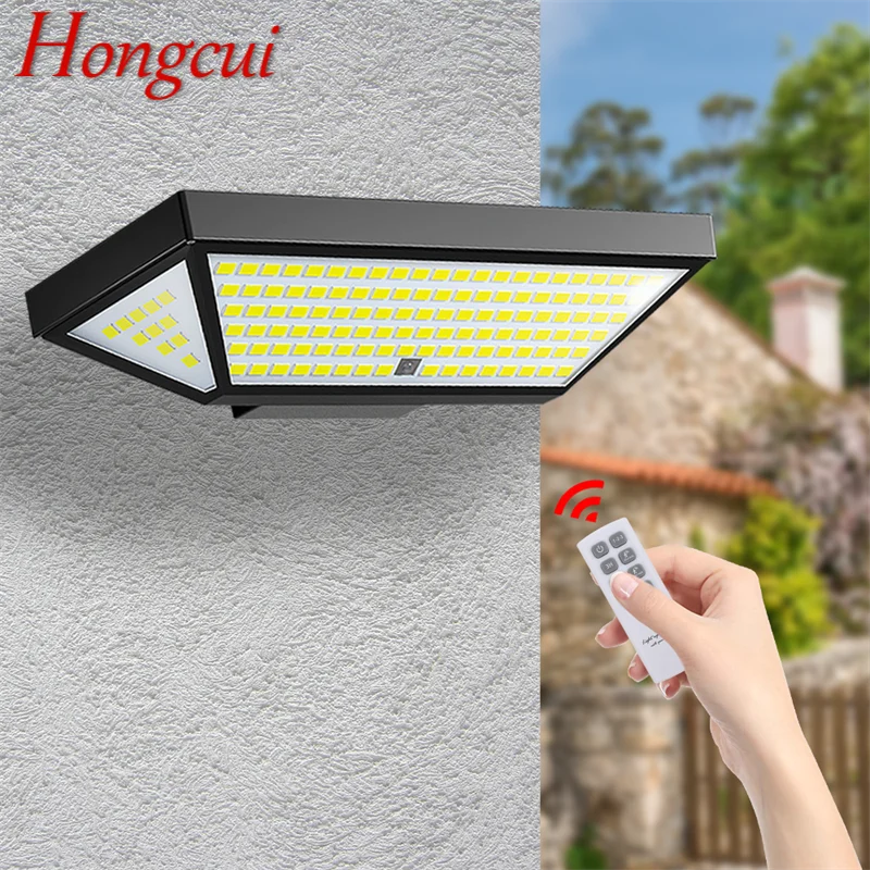 

Hongcui Outdoor Solar Wall Flood Light Human Body Induction With Remote Control Waterproof IP65 LED For Courtyard Porch Lamp