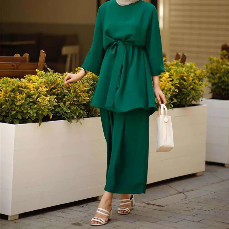 2023 Elegant Muslim Sets Turkey Mubarak Kaftan Muslim Fashion Hijab Dress Sets Musulman Ensembles  Islam Clothing For Women