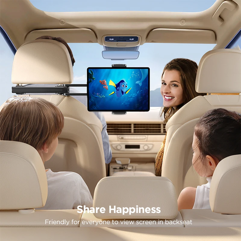 JOYROOM Tablet Holder for Car Headrest Folding Extension Arm iPad Holder for Car Backseat for Kids For 4.7-12.9