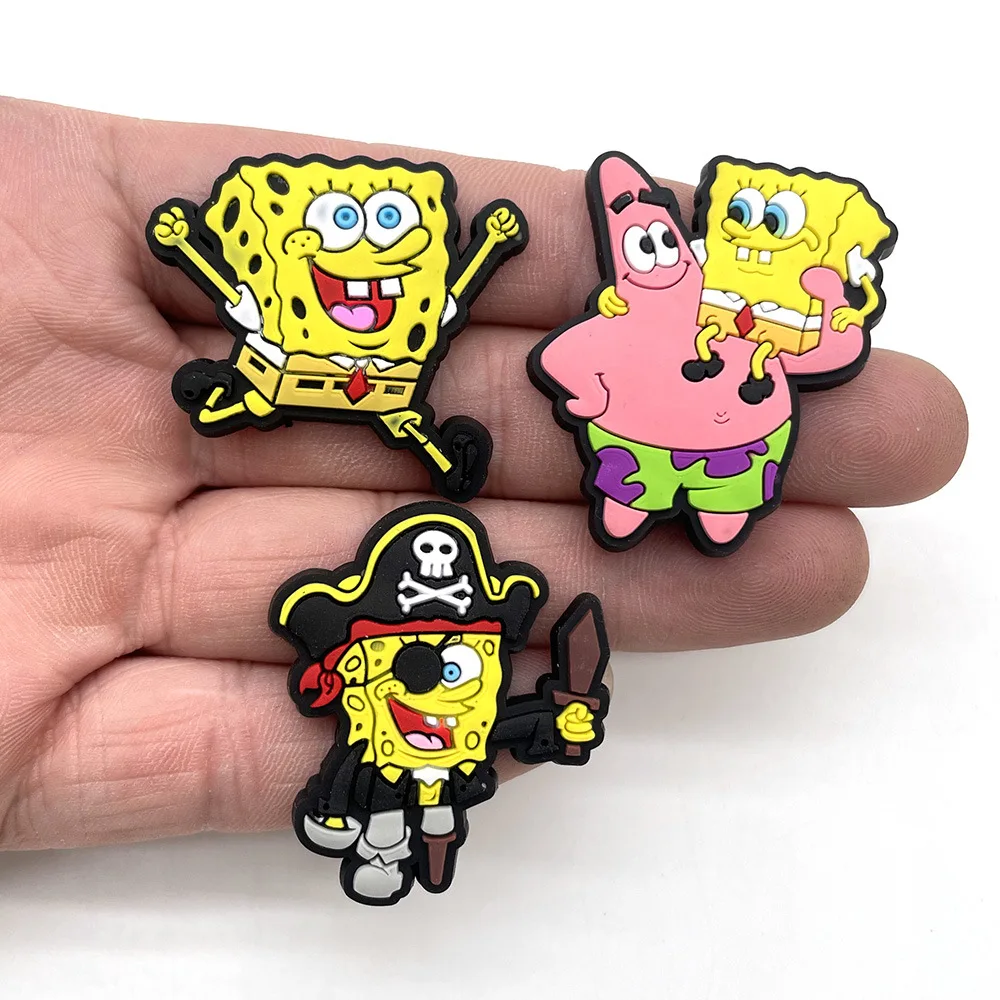 New Cartoon Yellow Sponge Shoe Charm Starfish Octopus Krabs Marine Organism Cute Shoe Buckle Wholesale Croc Accessories Kid Gift