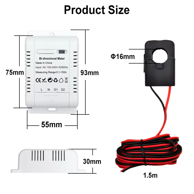 Energy Clamp Meter Voltage Current Meter Energy Monitor Tuya Smart Bidirectional ZigBee Energy Meter