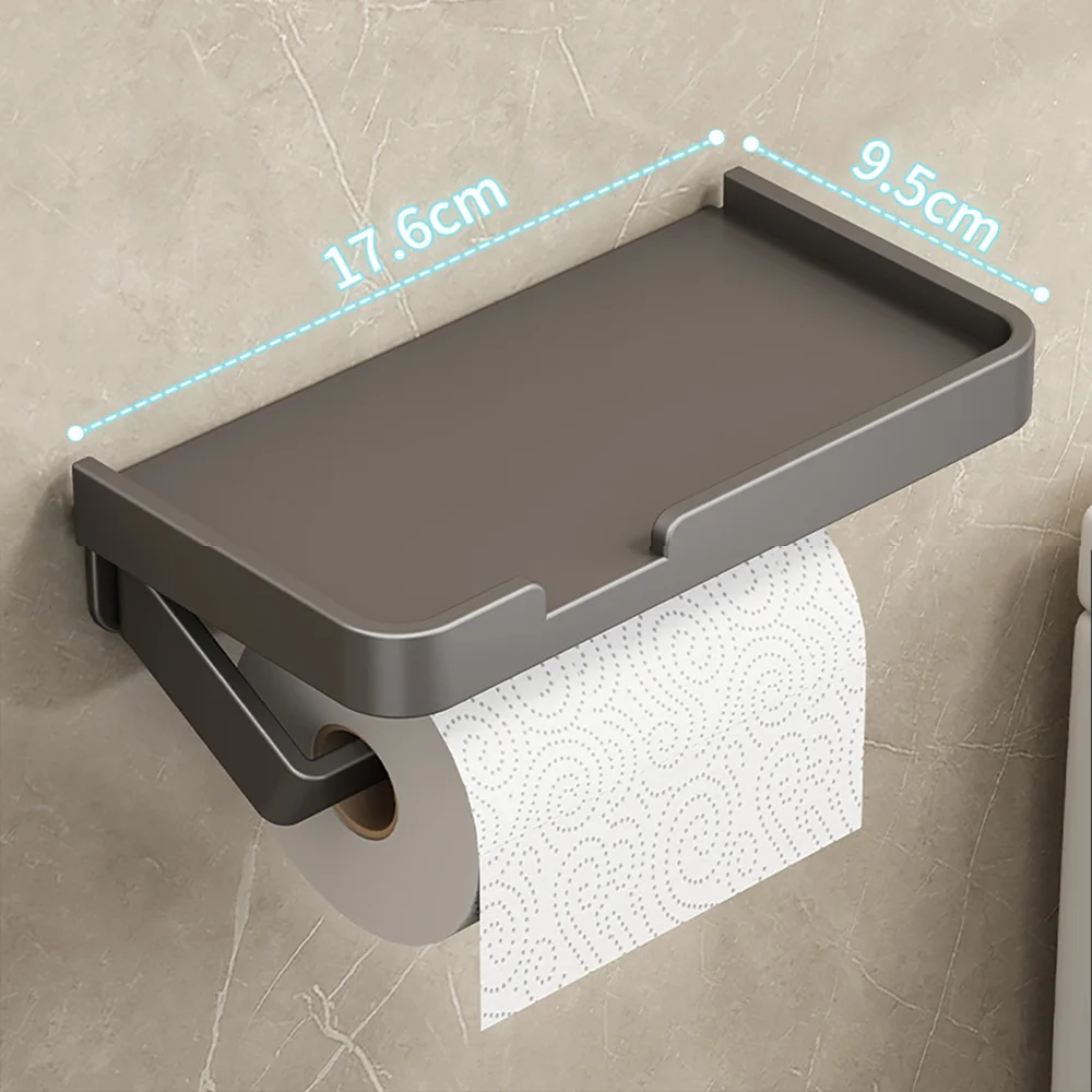 Wall Toilet Paper Holder Kitchen Paper Roll Holder Aluminum Tissue Paper  Organizer Paper Dispenser Phone Stand Bathroom Shelves