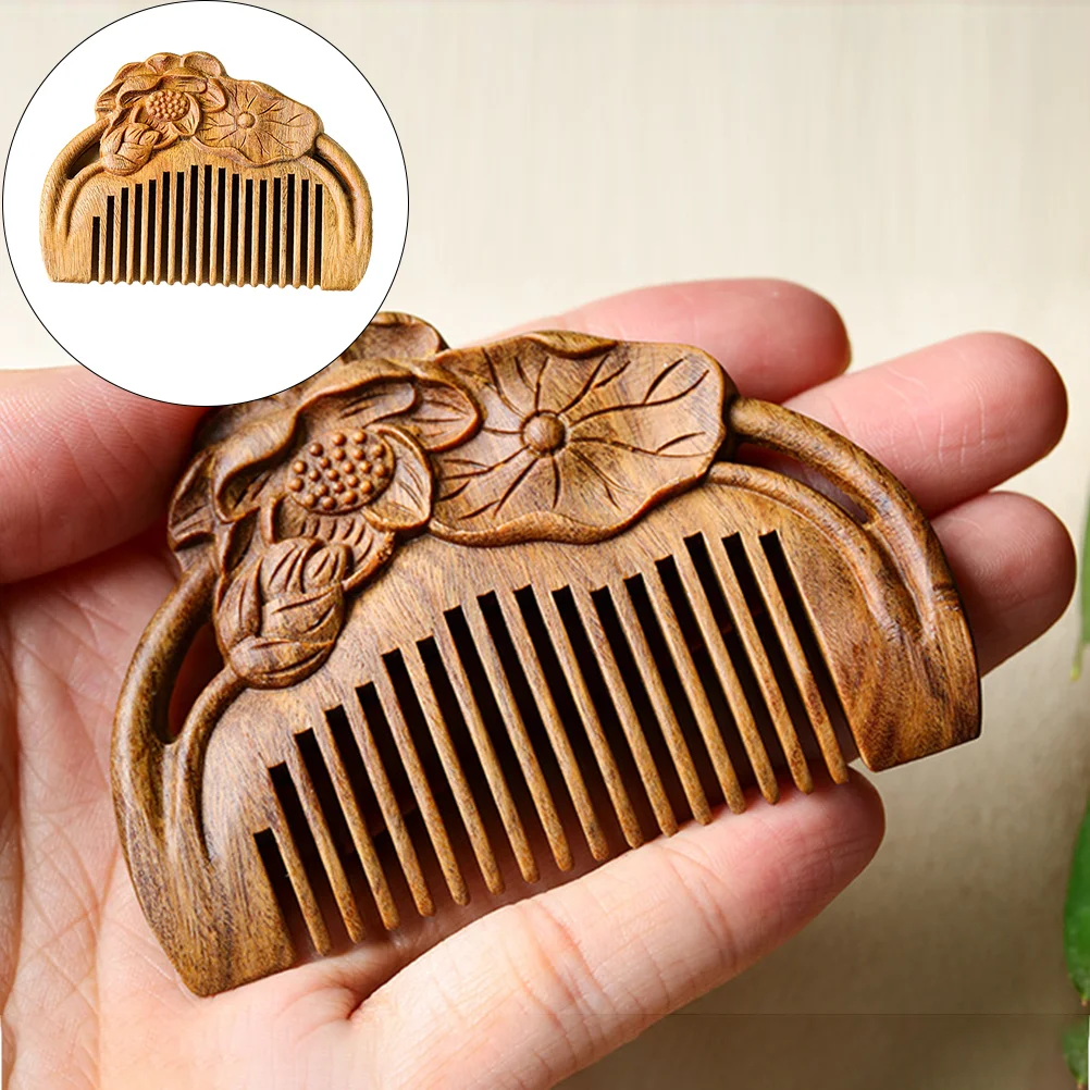 

Hair Comb Wooden Scalp Massager Sandalwood Care Brush Handmade Natural Green