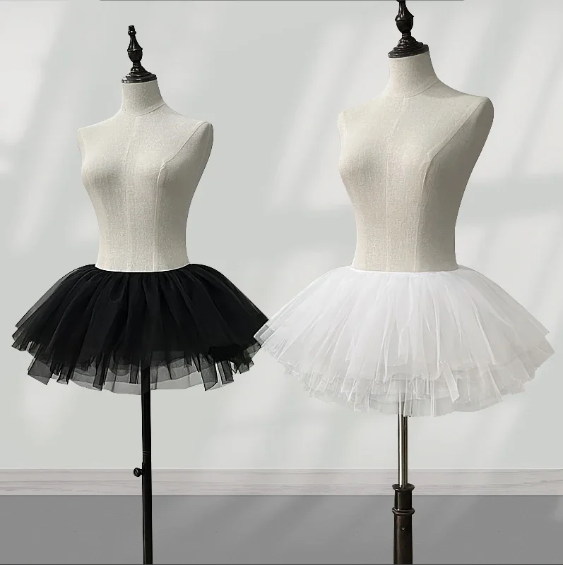 White Black Puffy Tulle Lolita Underskirt Women Cosplay Ballgown Kids Bridal Boneless Petticoats Tutu Dress
