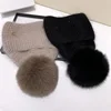 Real fox Fur Pom Poms Hat Women Outdoor Warm Skullies Beanie Winter  Hat for Women Rabbit Fur Knitted Hat Thick Cap Christmas 3